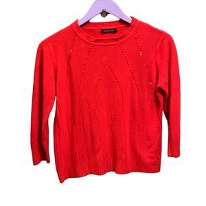 BIZARRE | Red Sequin 3/4 Sleeve Women’s Christmas Holiday Pullover Sweater